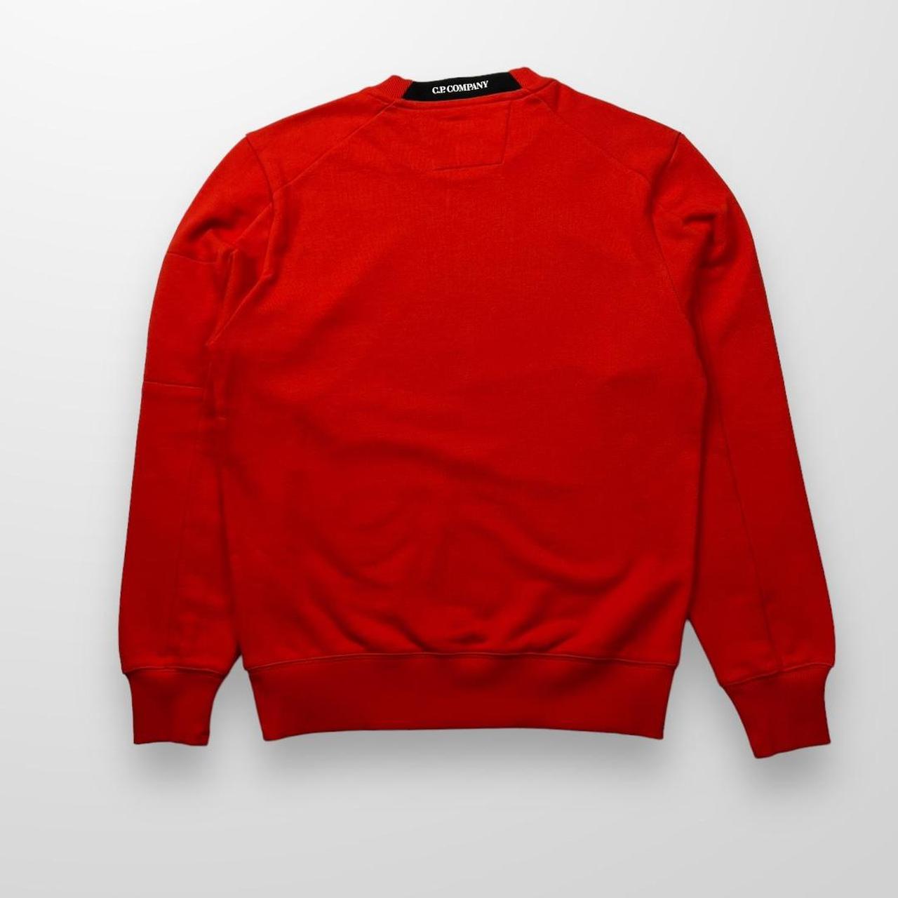 CP Company Diagonal Raised Fleece Crew Neck Sweatshirt In Orange