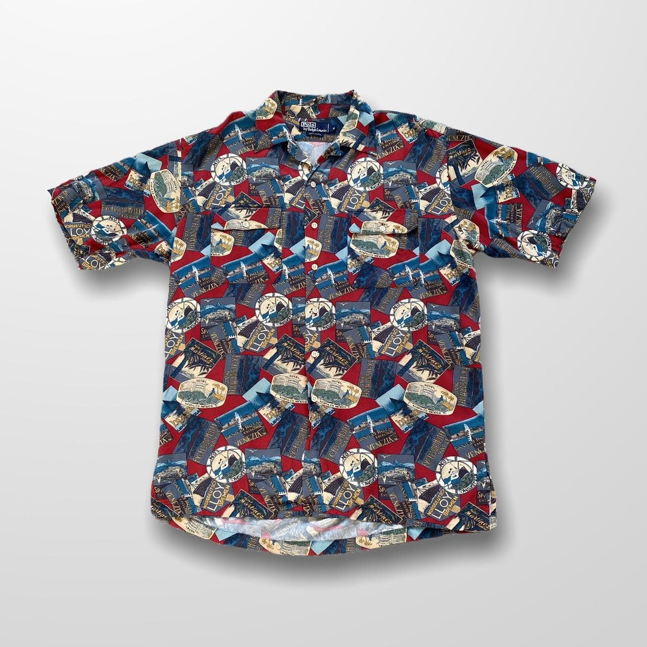 Vintage Ralph Lauren Short Sleeve Shirt Post Card Print