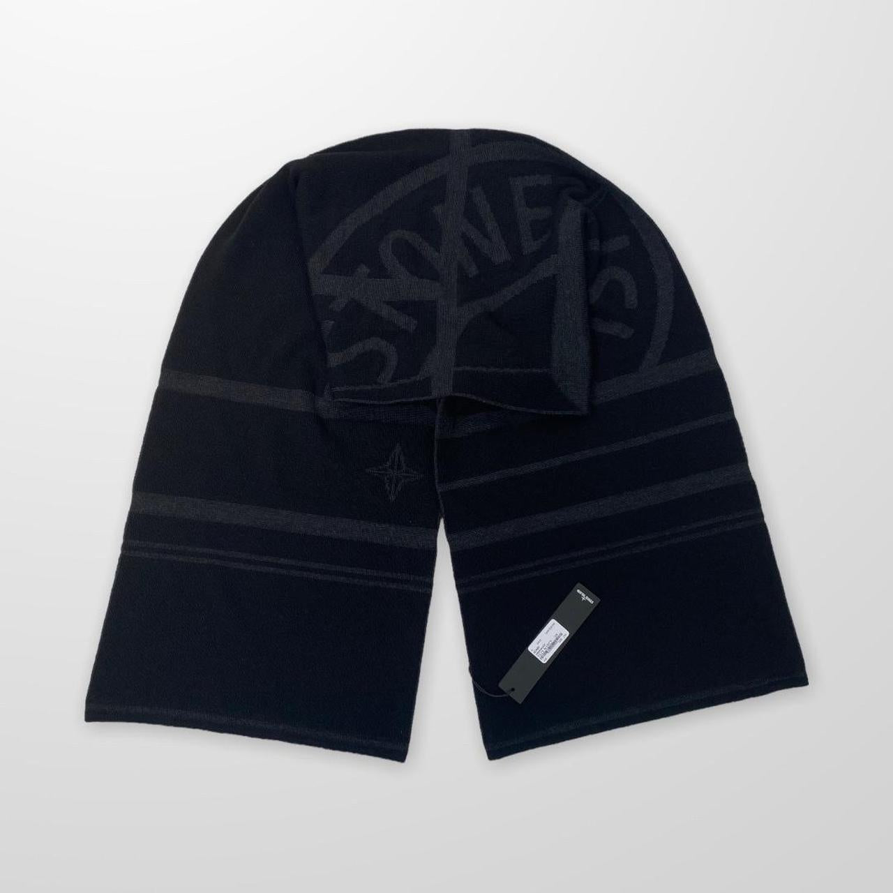 Stone Island Compass Scarf In Black & Grey