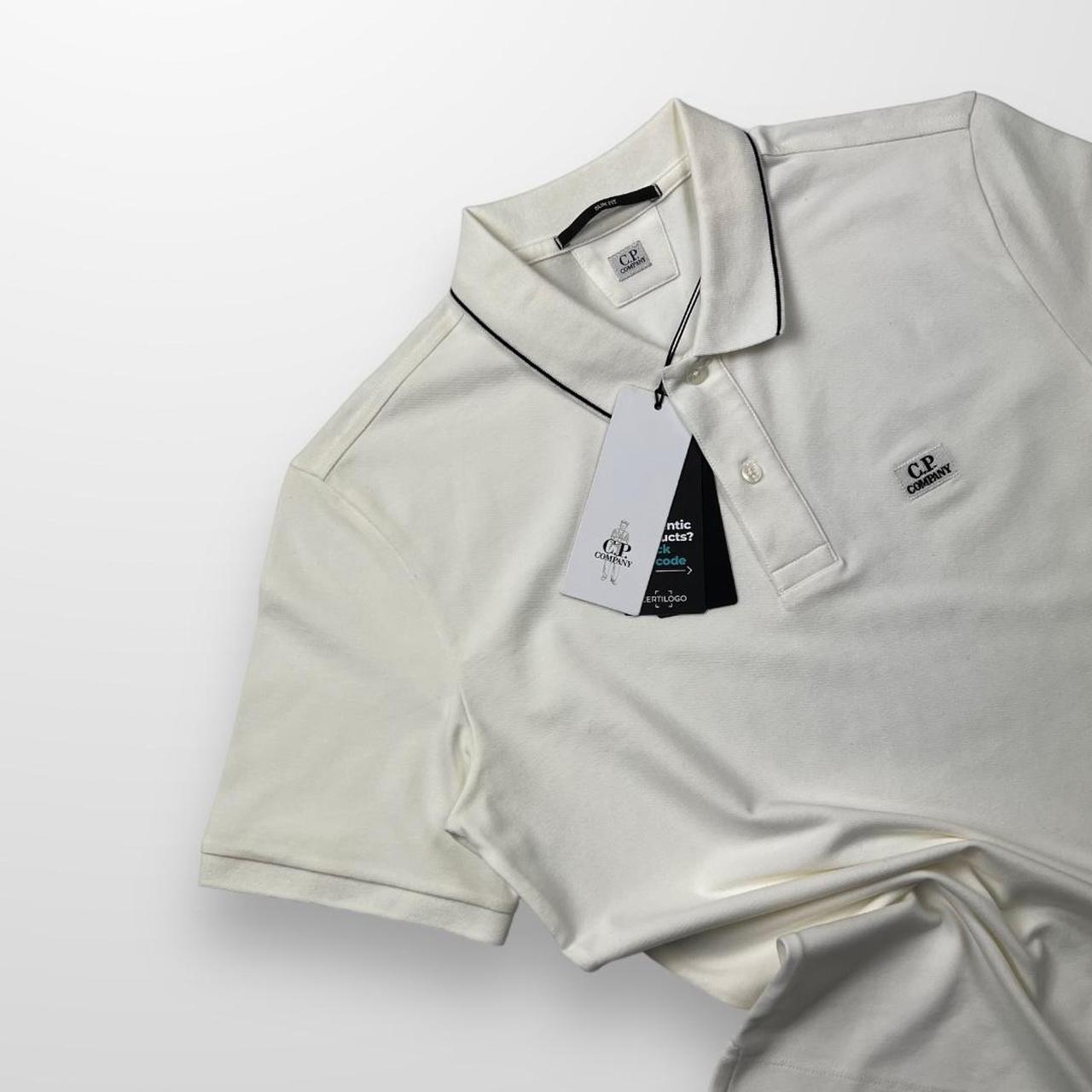 CP Company Patch Logo Polo In White & Black