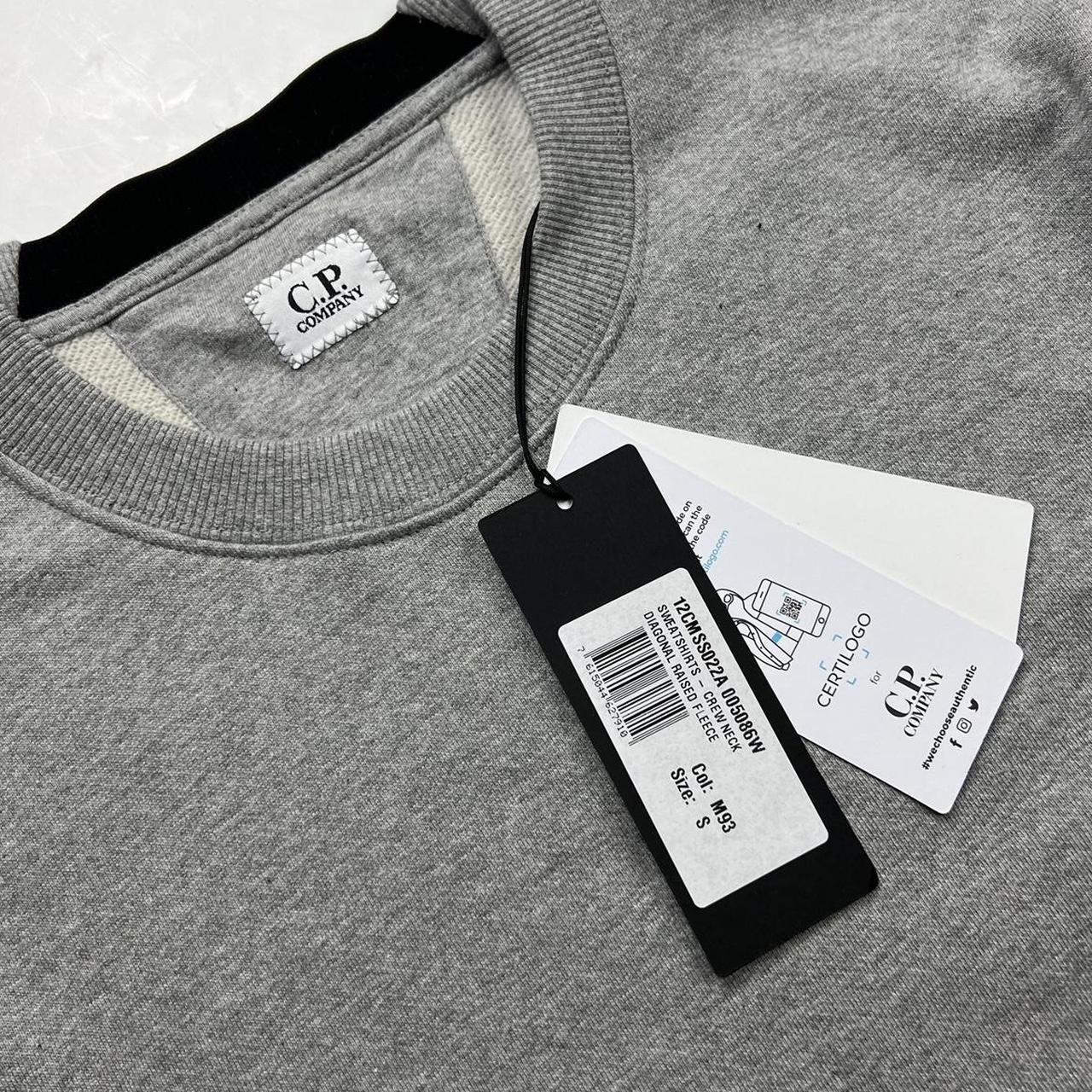 CP Company Diagonal Raised Fleece Crew Neck Sweatshirt In Grey