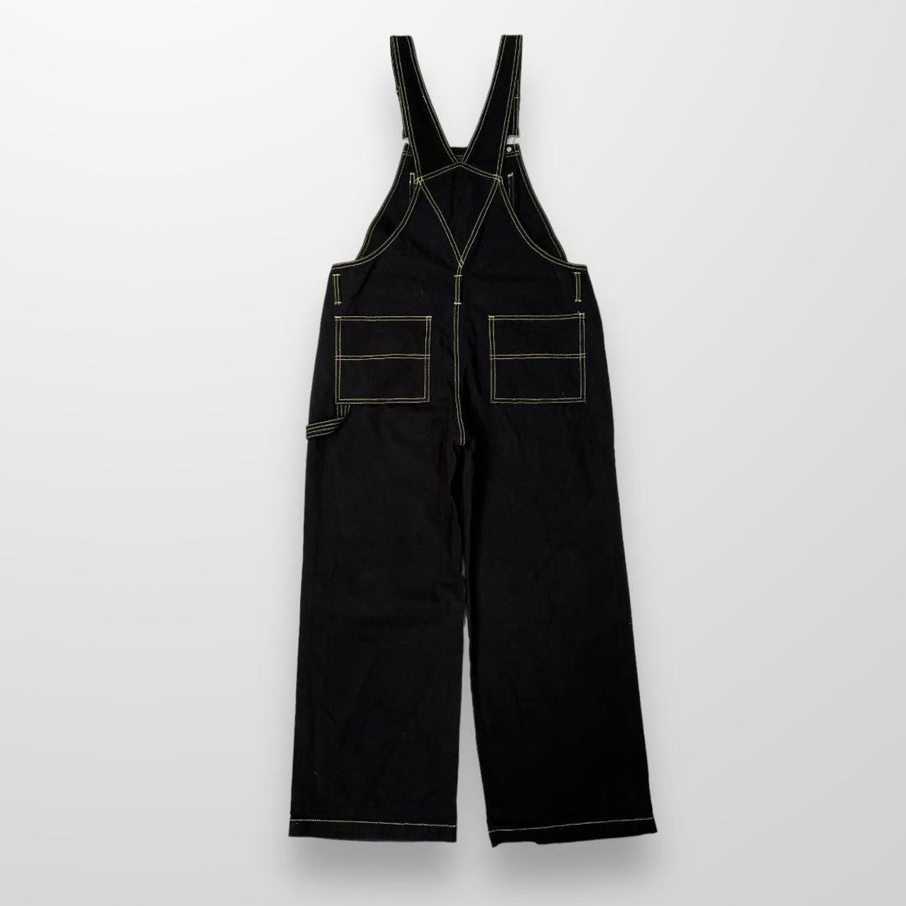 Stussy Dungarees In Black W/ Contrast Stitching