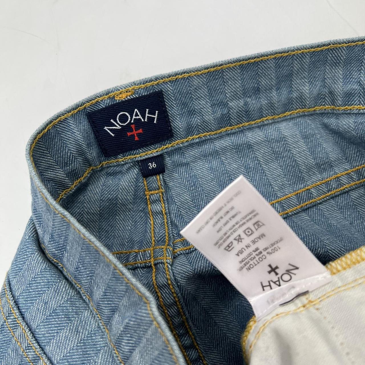 Noah Pleated Striped Jeans In Two Tone Stone Wash Blue