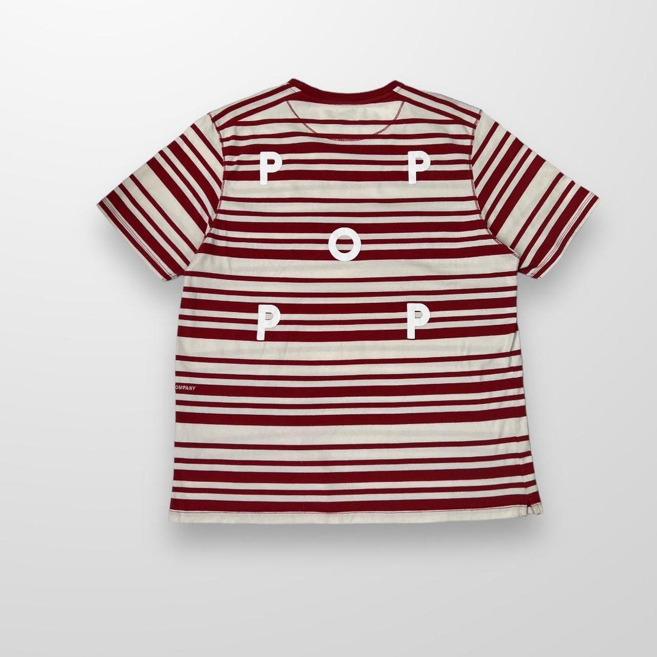 Pop Trading Company Striped T-Shirt In Red & White