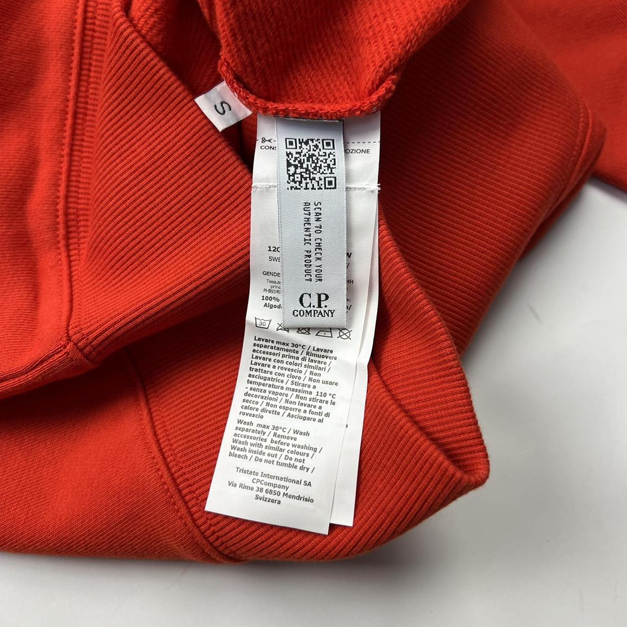 CP Company Diagonal Raised Fleece Crew Neck Sweatshirt In Orange