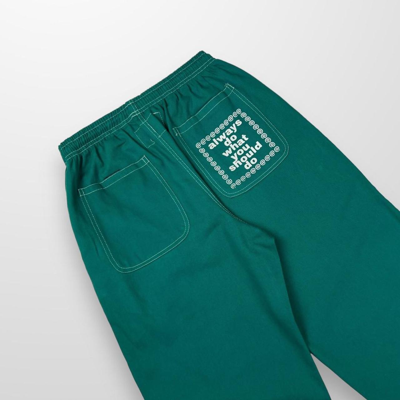 ADWYSD Relaxed Skate Pant / Jeans In Green W/ Contrast Stitching