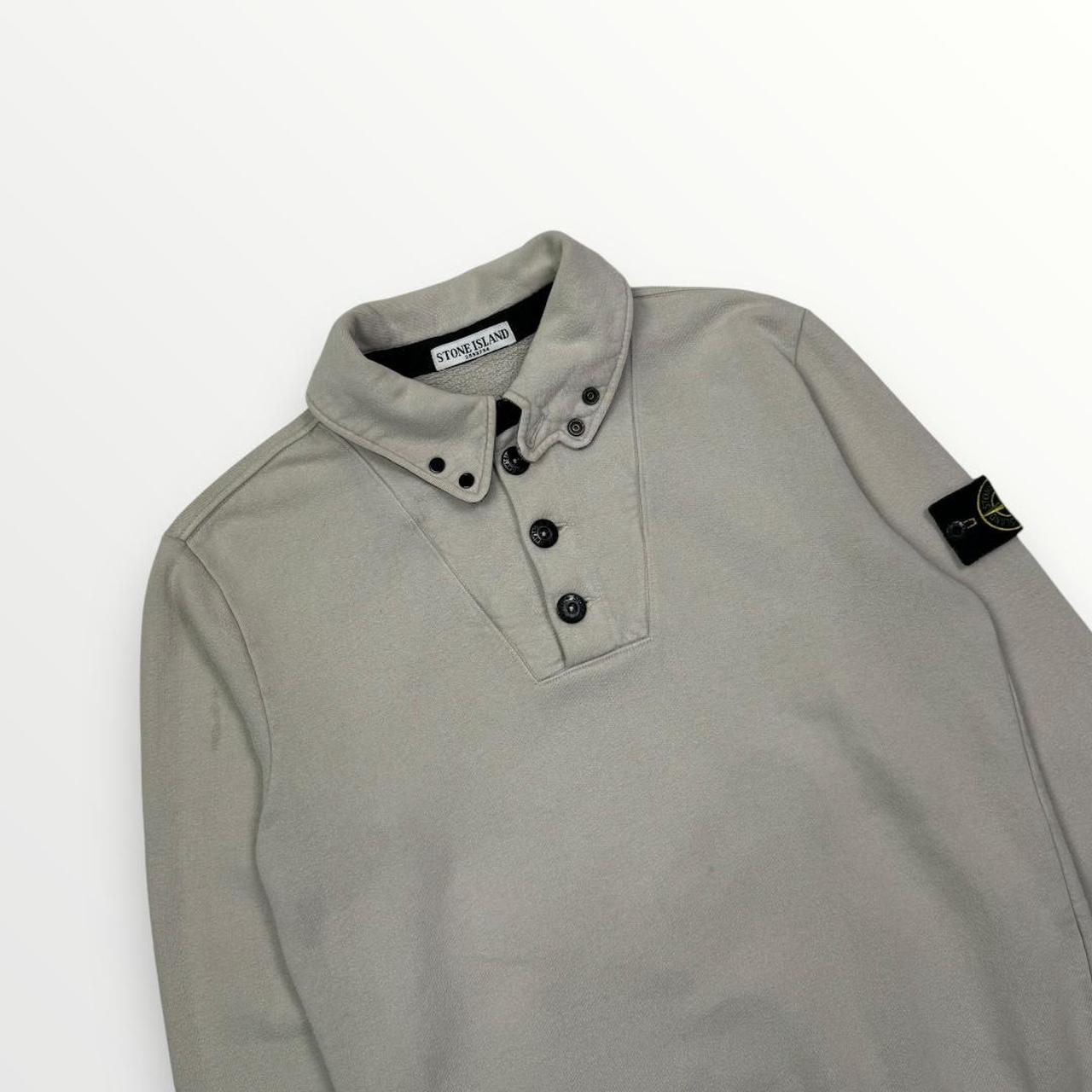 Vintage Stone Island Soft Cotton Button Down Sweatshirt In Stone & Overdyed Black