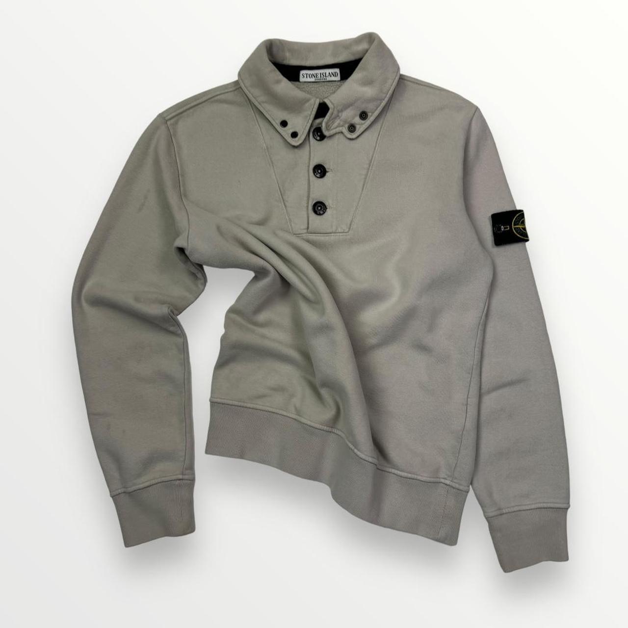 Vintage Stone Island Soft Cotton Button Down Sweatshirt In Stone & Overdyed Black