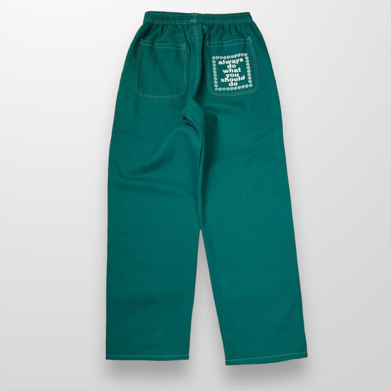 ADWYSD Relaxed Skate Pant / Jeans In Green W/ Contrast Stitching