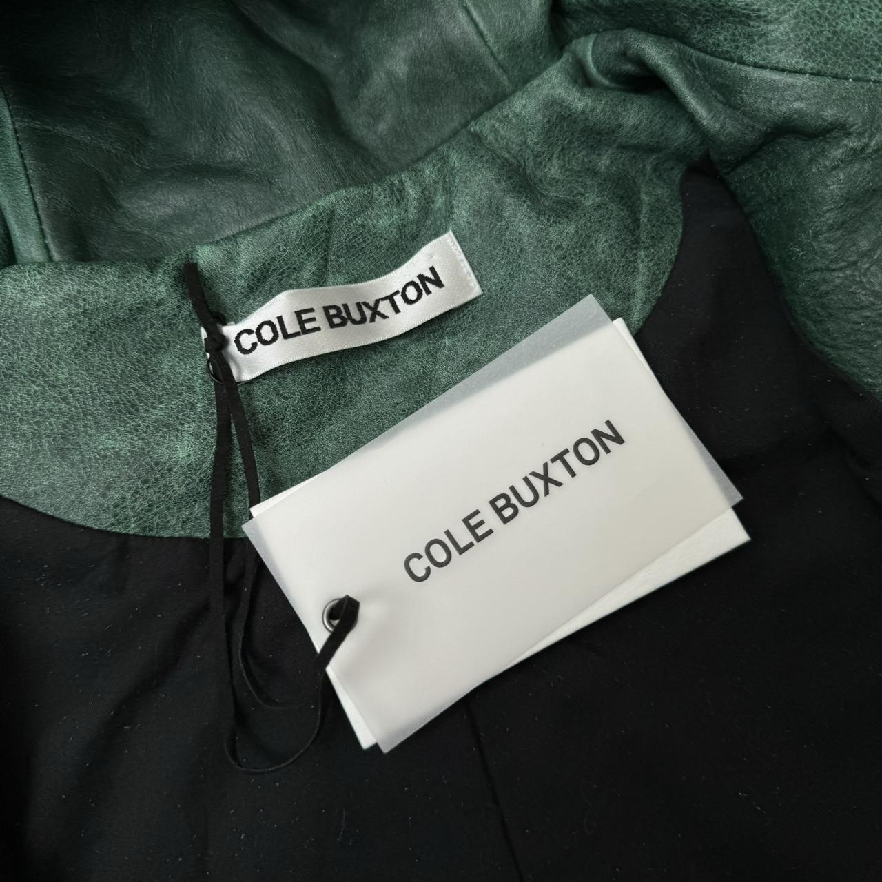 Cole Buxton CB Hooded Leather Jacket In Green