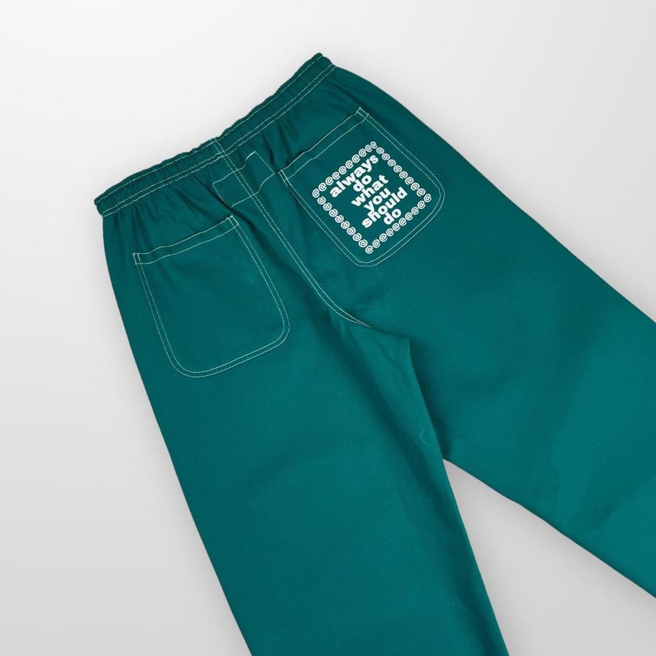 ADWYSD Relaxed Skate Pant / Jeans In Green W/ Contrast Stitching