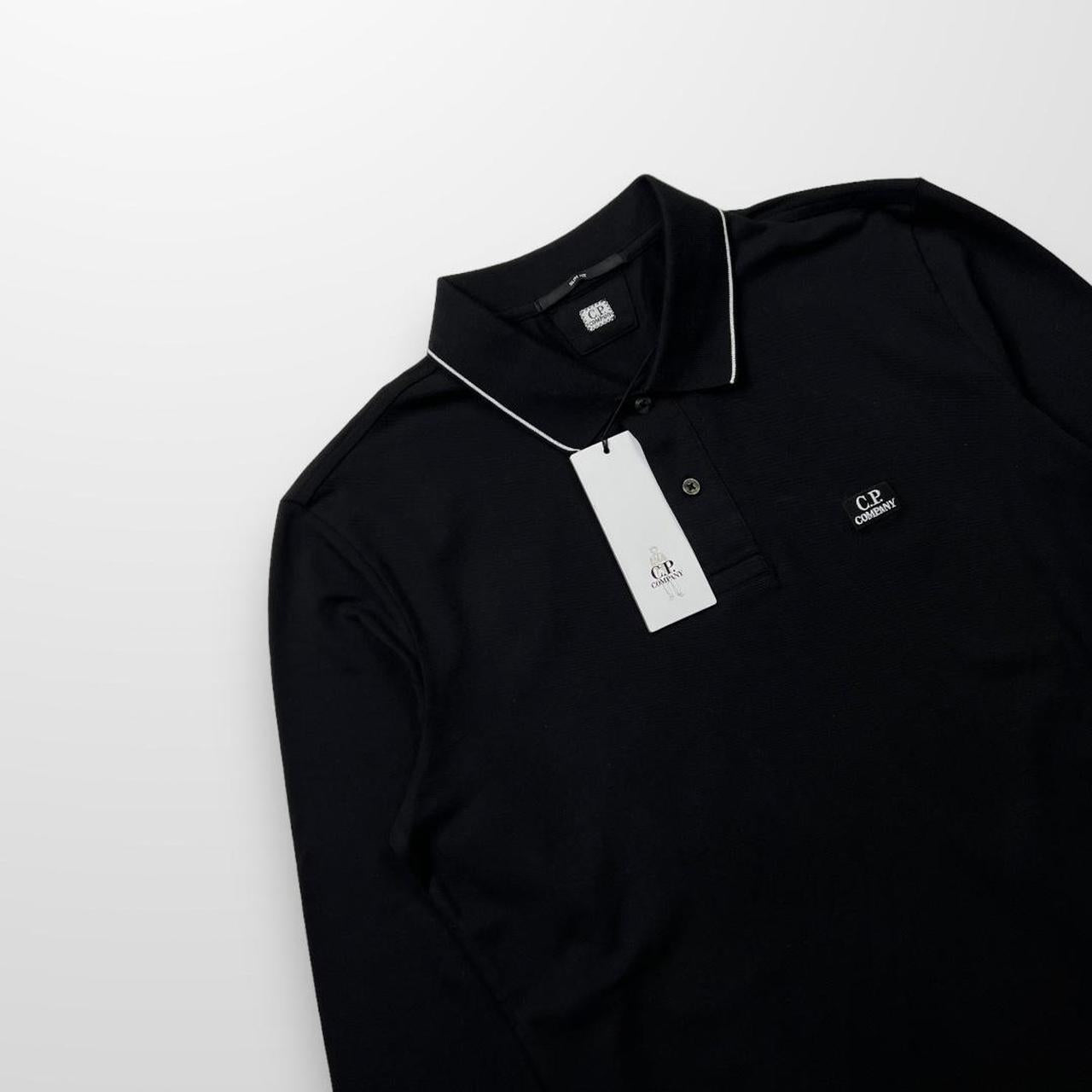 CP Company Long Sleeve Polo Shirt In Black