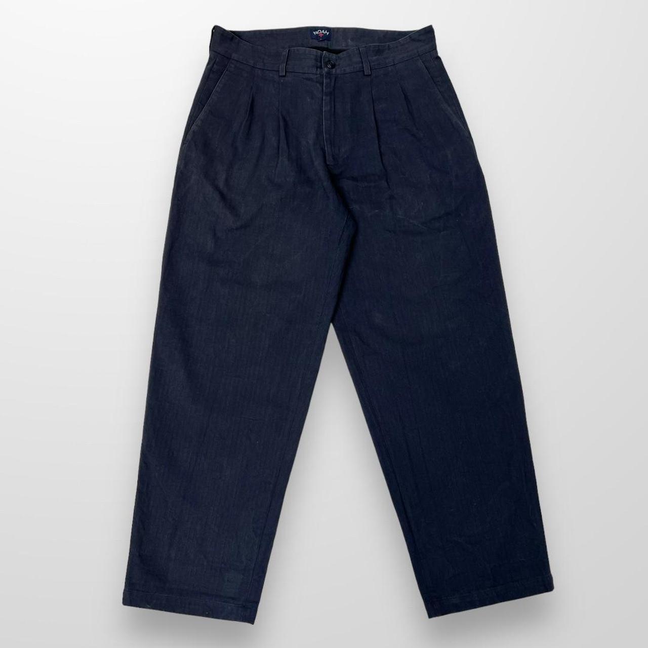 Noah Classic Double-Pleat Herringbone Pant In Navy