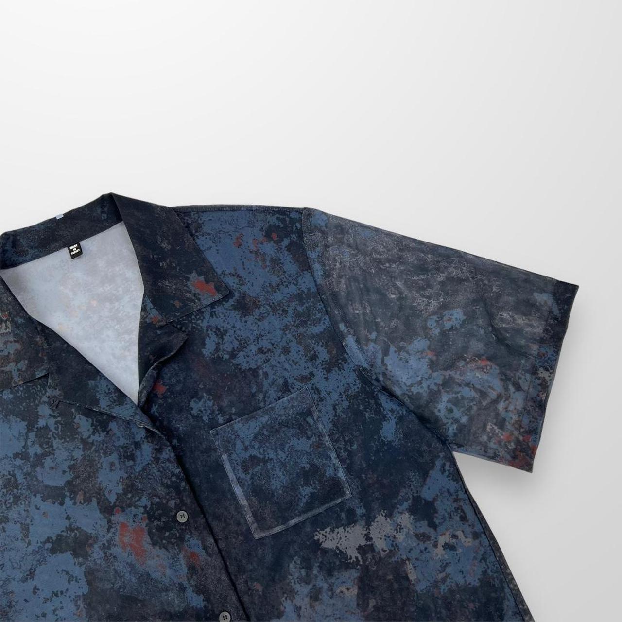 Alexander McQueen MCQ All Over Print Sheer Shirt In Navy