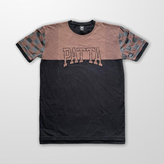 Patta Crewneck Checkered T-Shirt In Brown & Black