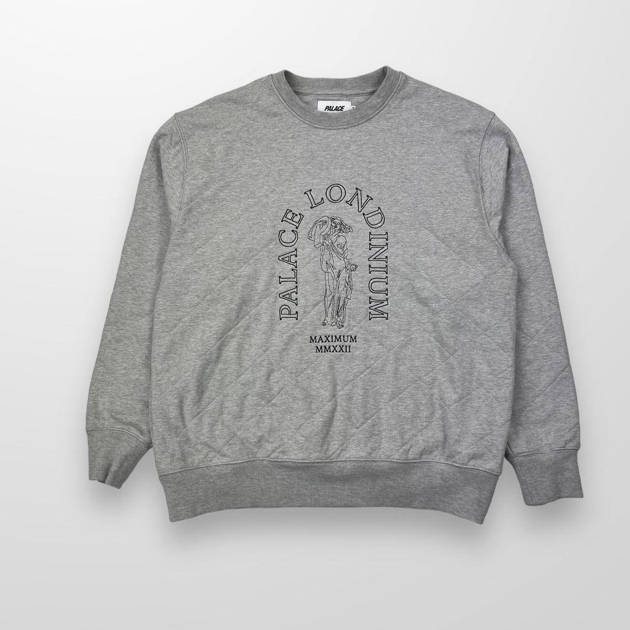 Palace Londinium Quilted Crewneck Sweatshirt In Grey