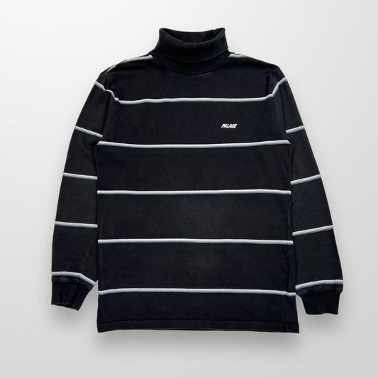 Palace Striped Turtle Neck Sweatshirt In Black & Grey