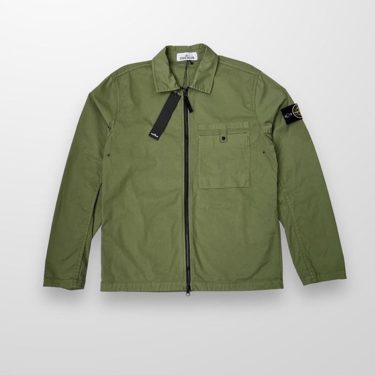 Stone Island Supima Cotton Shirt Jacket In Olive Green