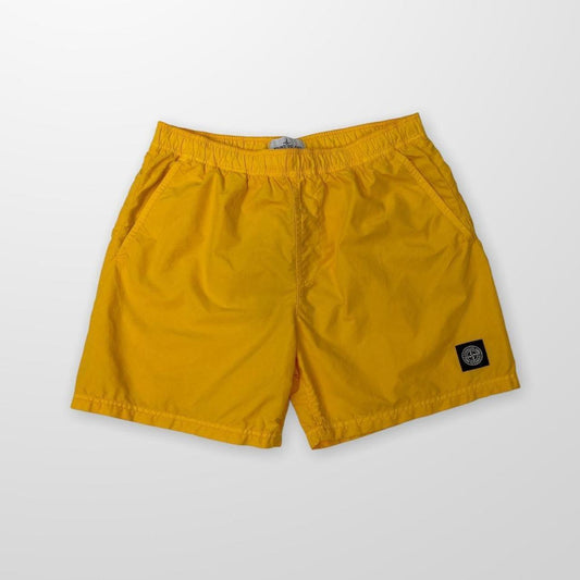 Stone Island Compass Patch Swim Shorts In Yellow