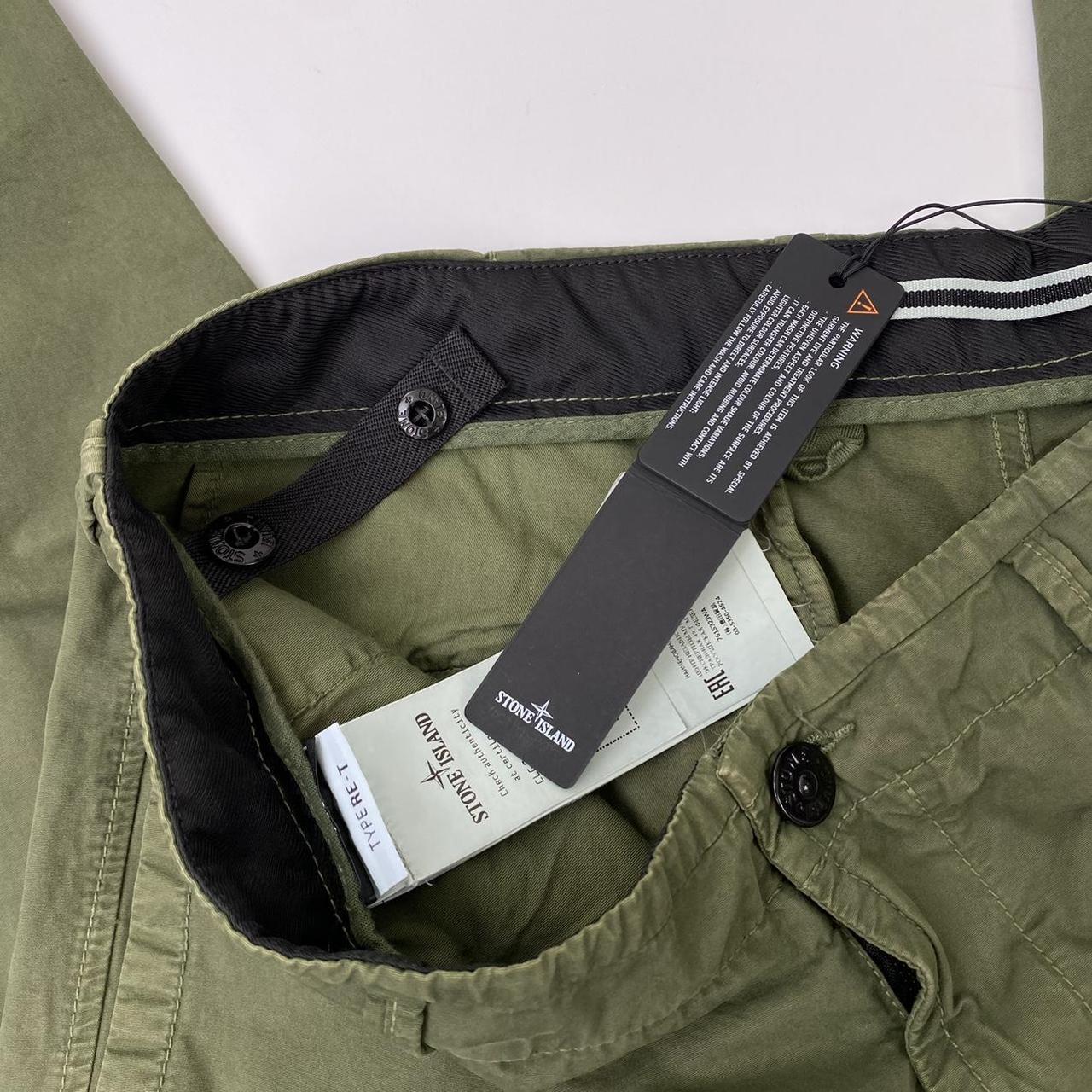 Stone Island Brushed Cotton Canvas Cargo Trousers In Garment Dyed 'Old' Effect Khaki Green