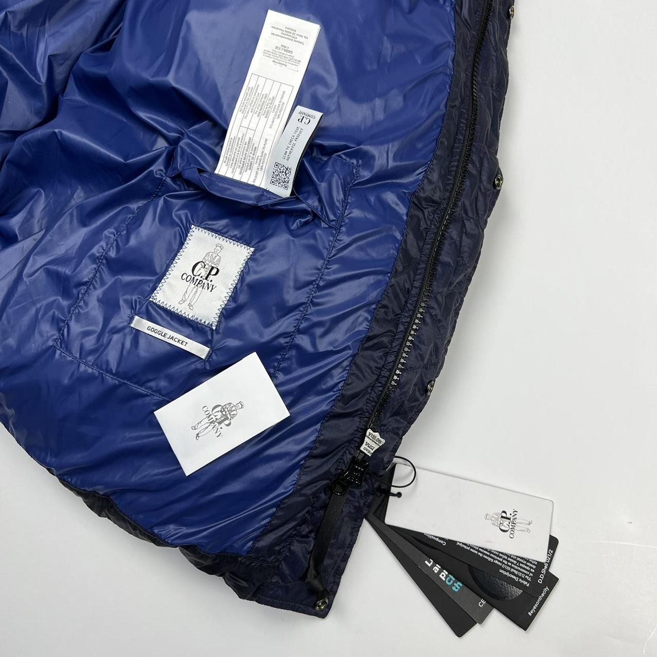 CP Company DD Shell Goggle Long Down Jacket In Navy Blue