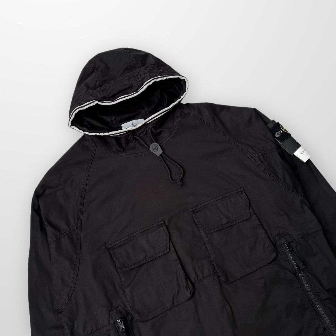 Stone Island Supima Cotton Twill Stretch-TC Anorak Jacket In Black & White