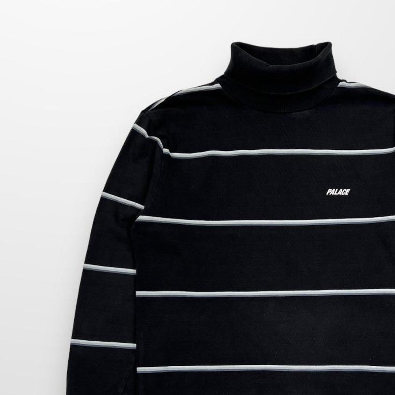 Palace Striped Turtle Neck Sweatshirt In Black & Grey