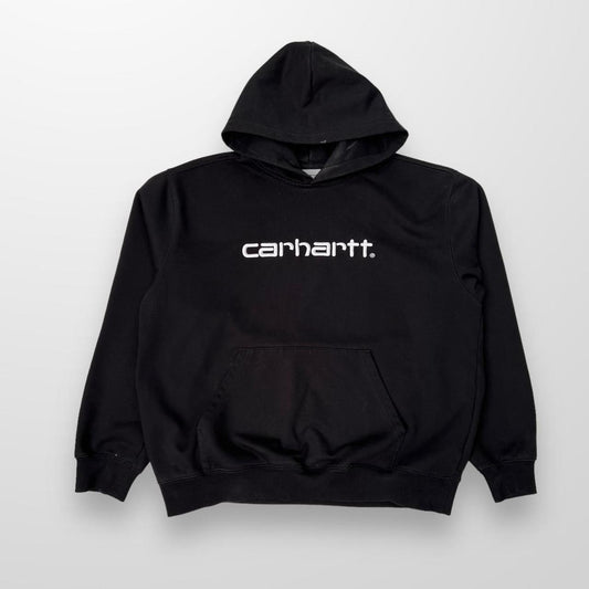 Carhartt WIP Hooded Script Sweat Hoodie In Black W/ White Embroidery