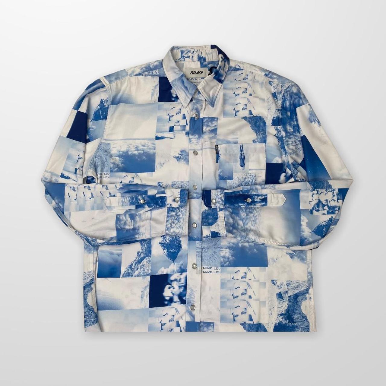 Palace Balearo Silk Pearl Button Shirt In Blue