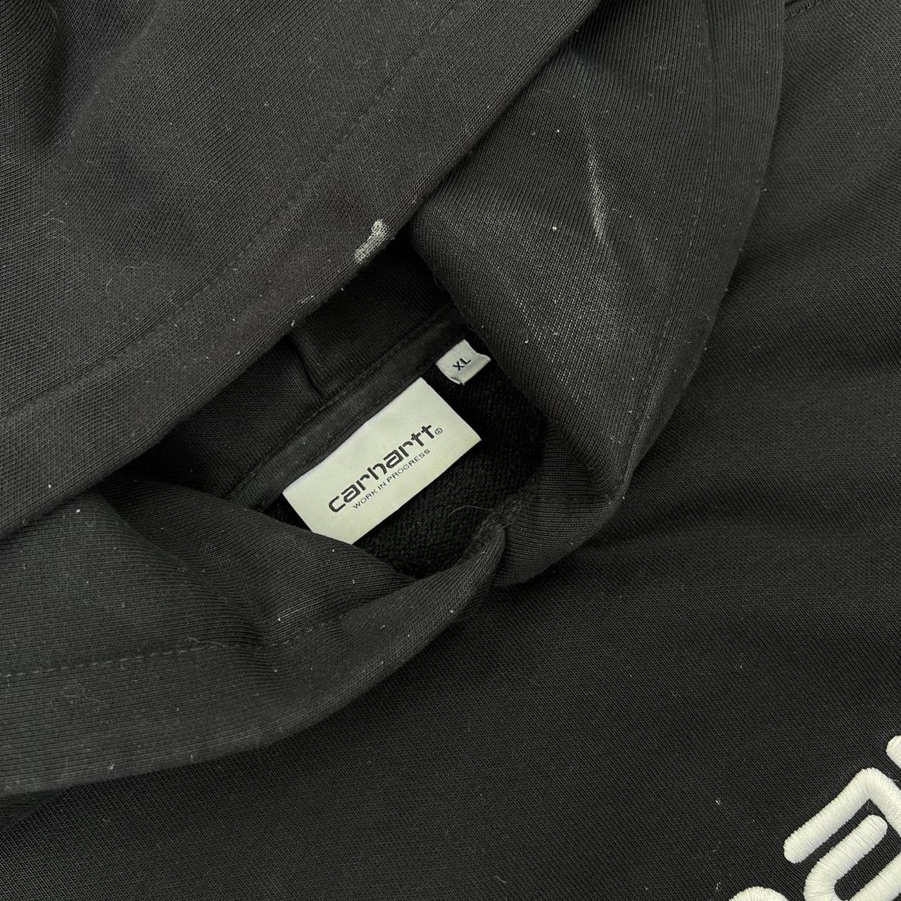 Carhartt WIP Hooded Script Sweat Hoodie In Black W/ White Embroidery