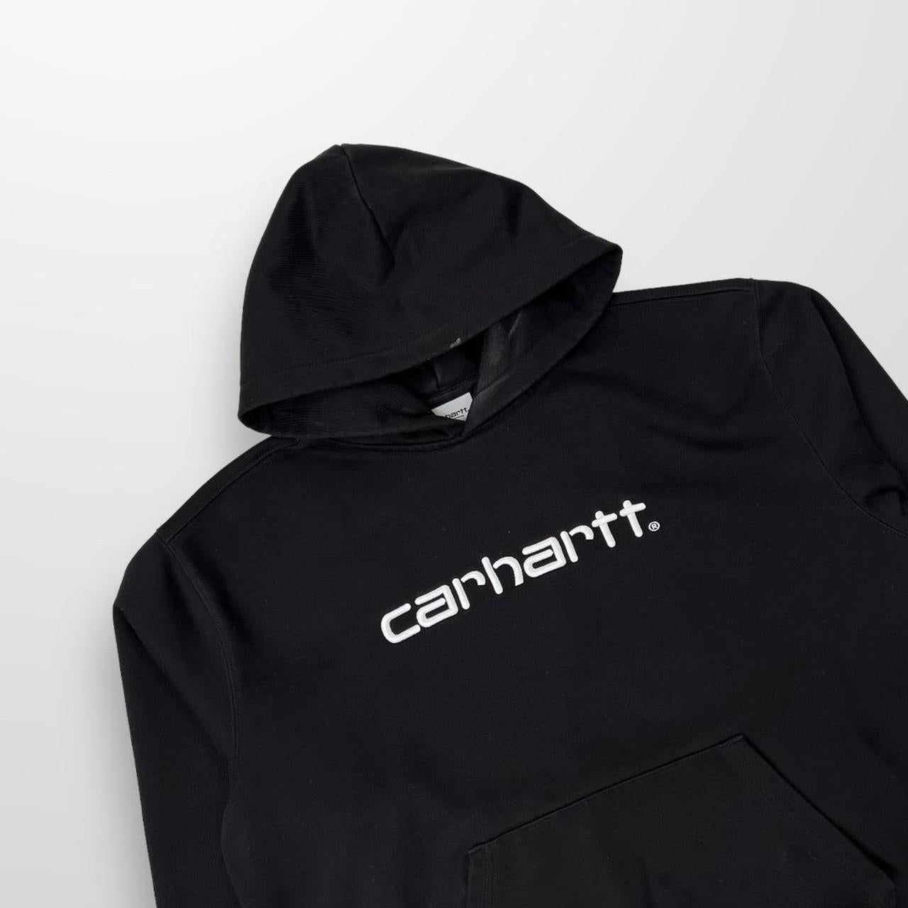Carhartt WIP Hooded Script Sweat Hoodie In Black W/ White Embroidery