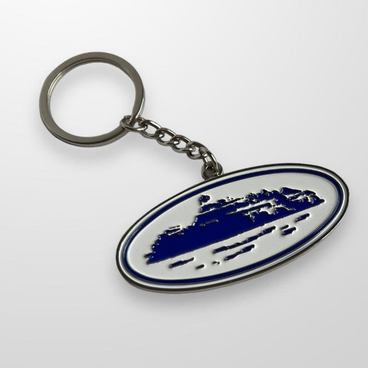 Corteiz Alcatraz Keyring In Blue & White