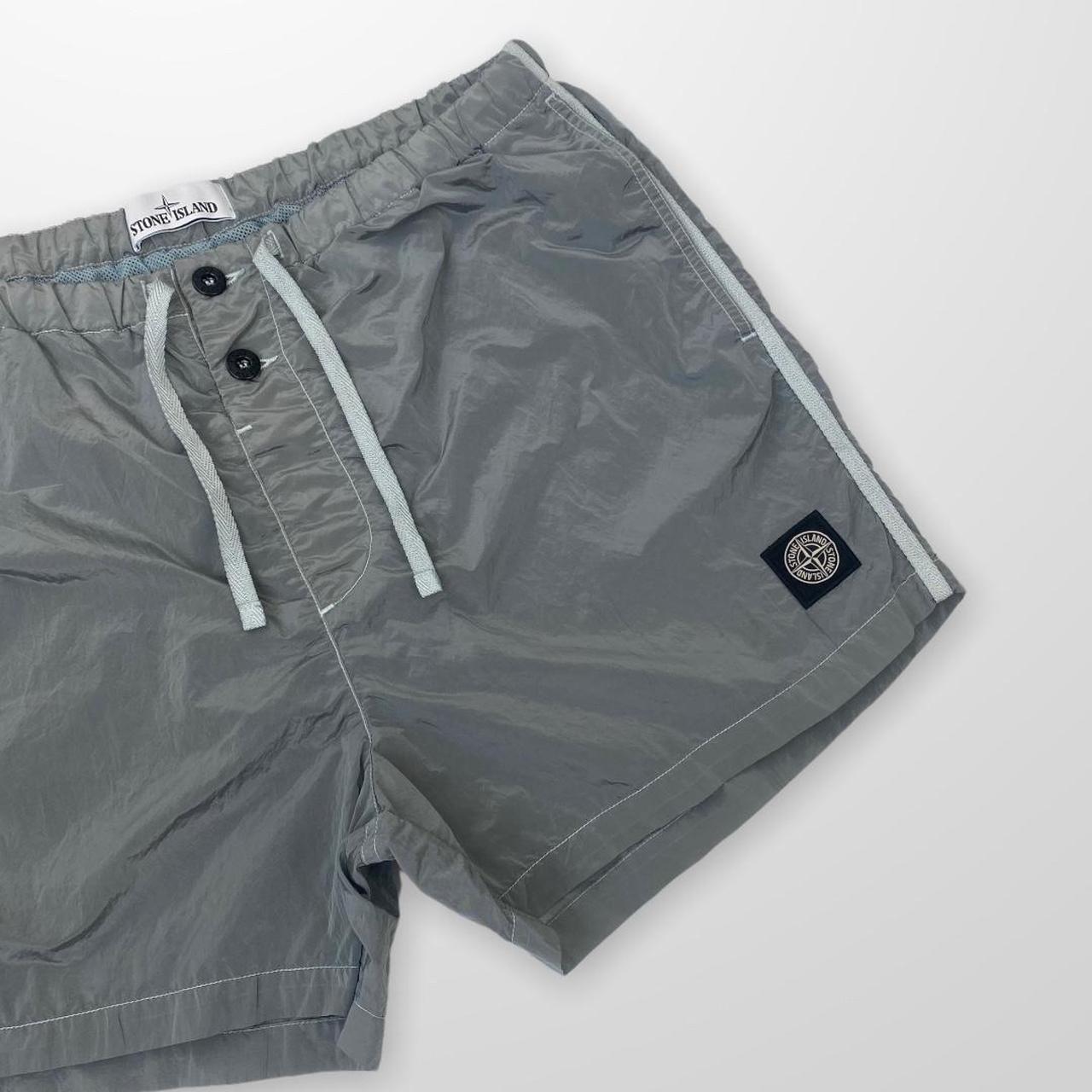 Stone Island Nylon Metal Shimmer Shorts In Silver