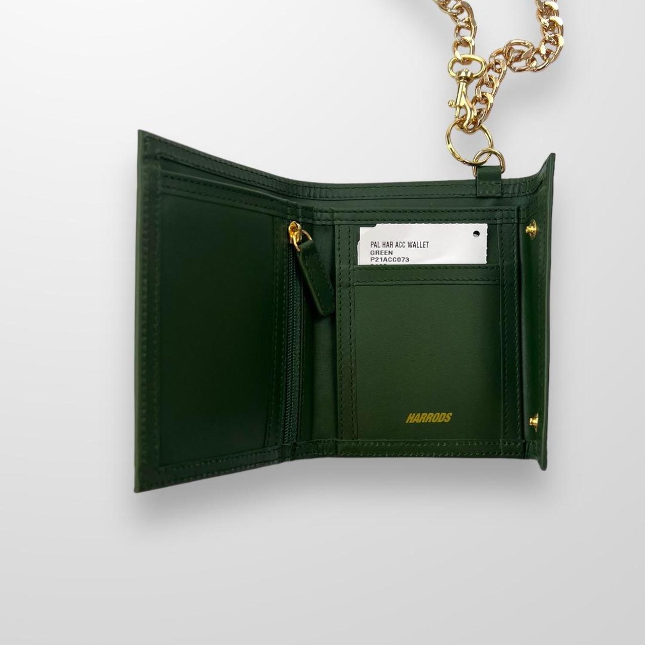 Palace x Harrods Leather Logo Chain Wallet In Green & Gold