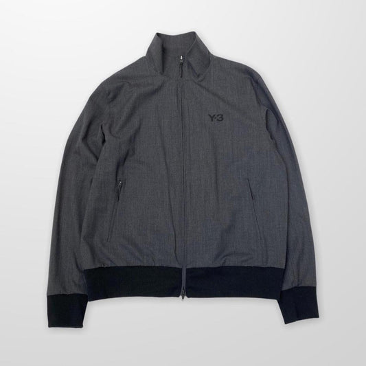 Y-3 Classic Logo Zip Up Track Jacket In Charcoal Grey