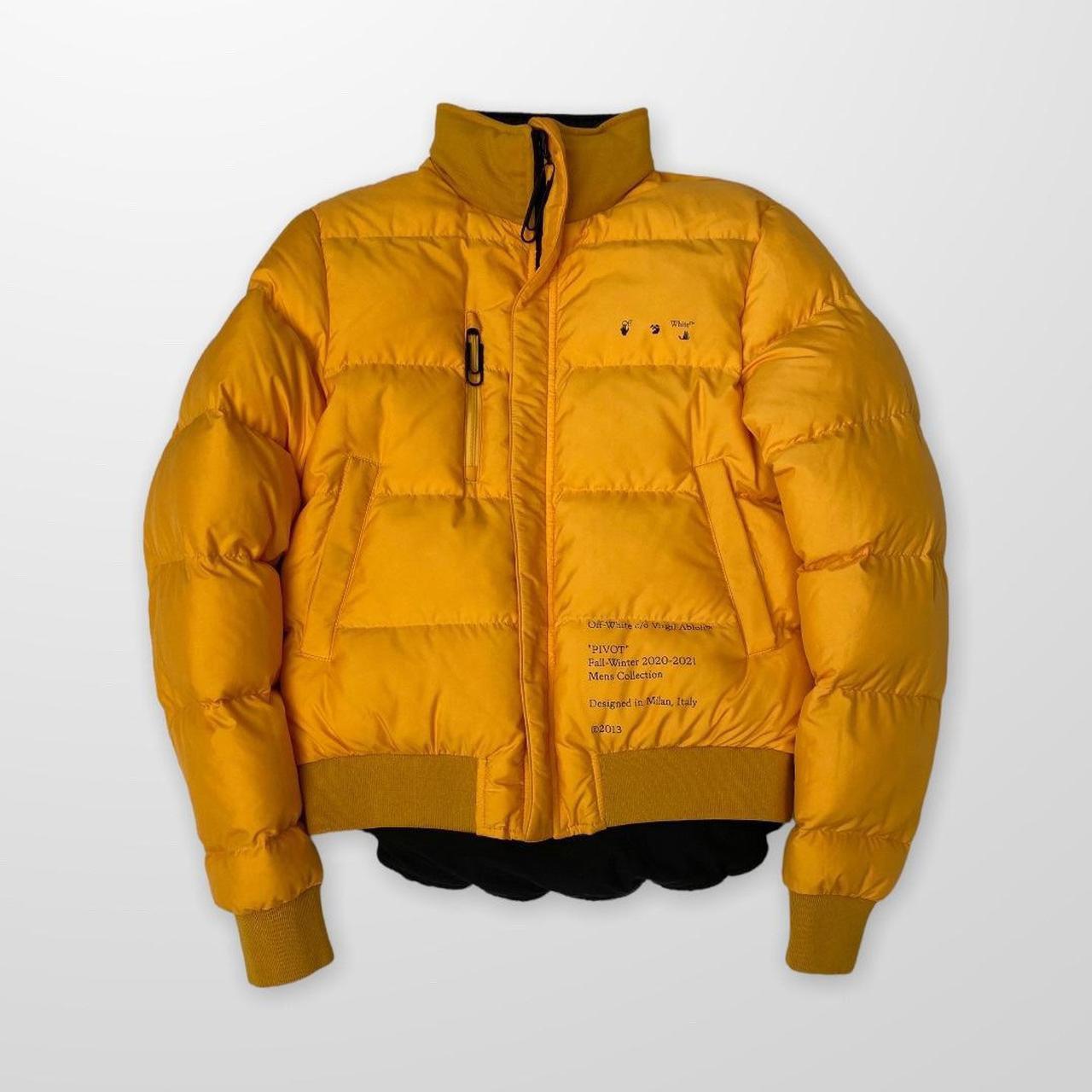 Off-White Reversible Puffer Jacket In Black & Yellow
