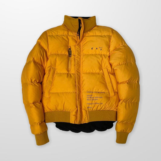Off-White Reversible Puffer Jacket In Black & Yellow