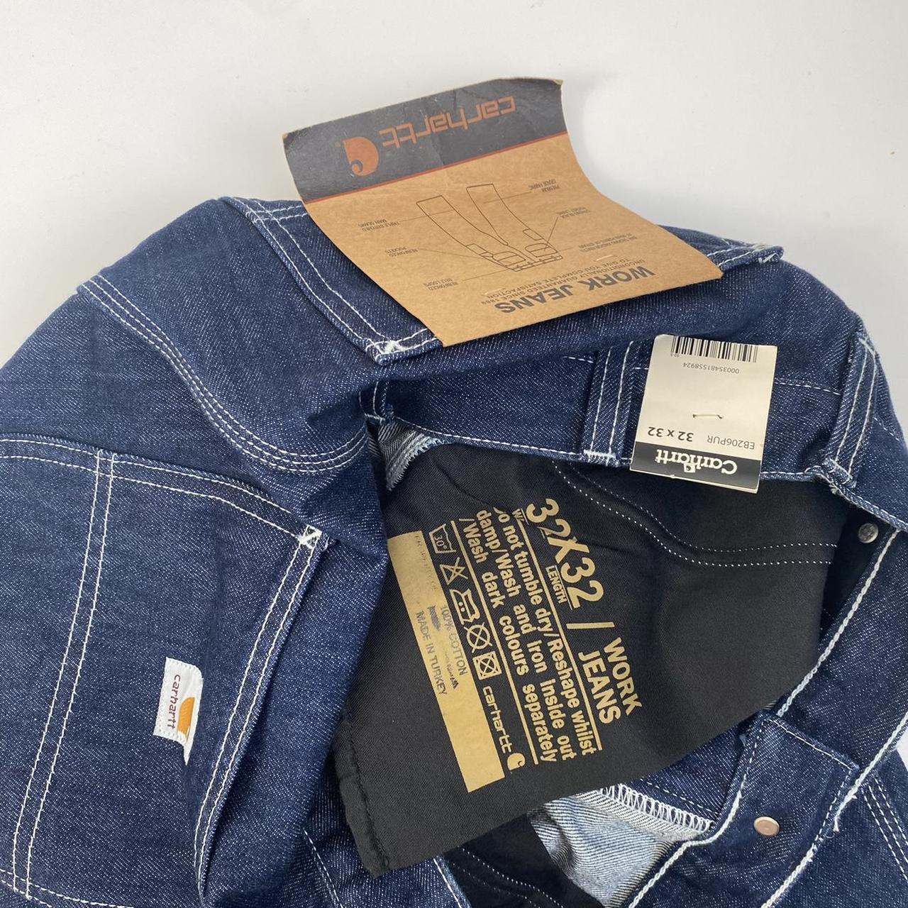 Carhartt Single Knee Carpenter Pants / Jeans In Denim Blue W/ White Stitching