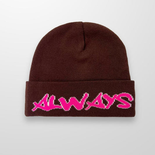 ADWYSD Reversible Beanie In Brown & Pink