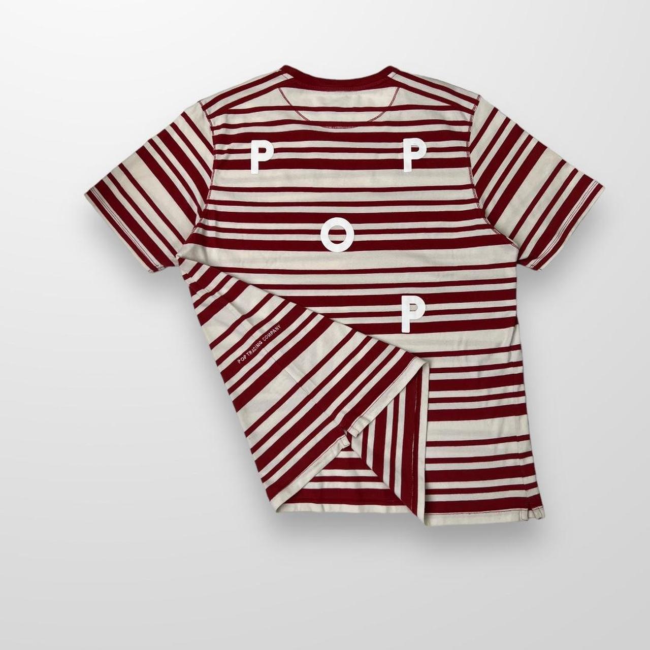 Pop Trading Company Striped T-Shirt In Red & White