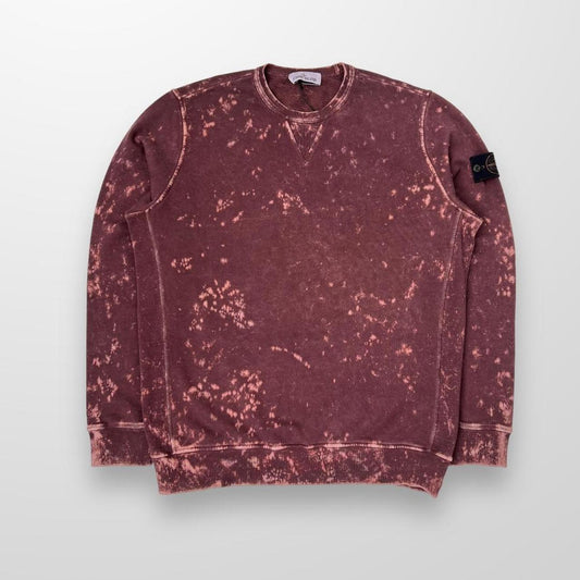 Stone Island Crewneck Sweatshirt In Off-Dye OVD Treatment Garment Dyed / Burgundy