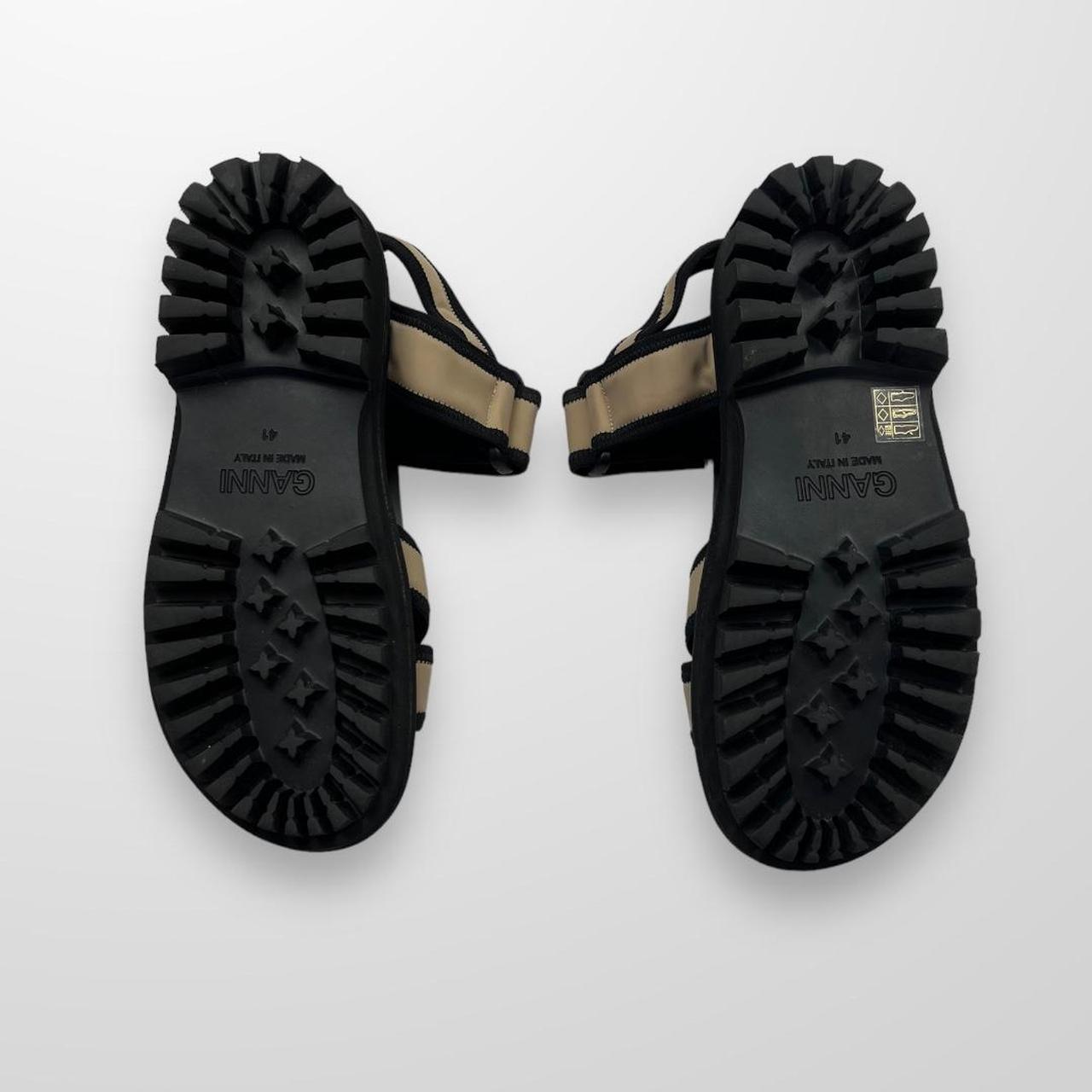 Ganni Neoprene Strap Sandals In Black & Cream