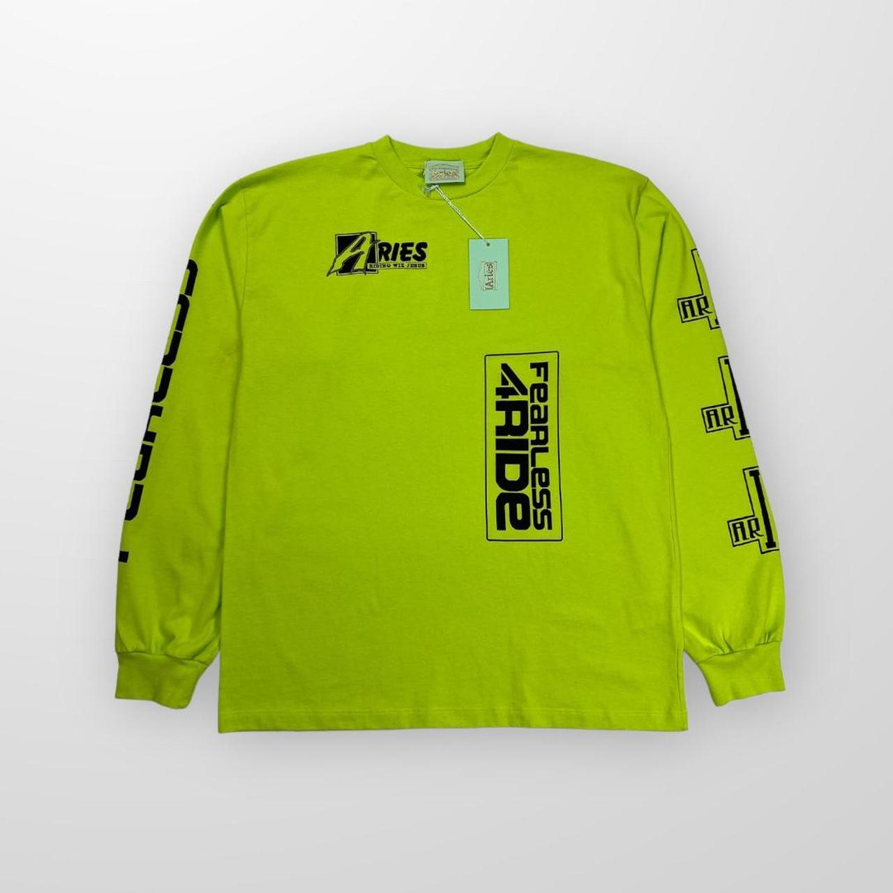 Aries Fearless Moto Longsleeve T-Shirt In Lime