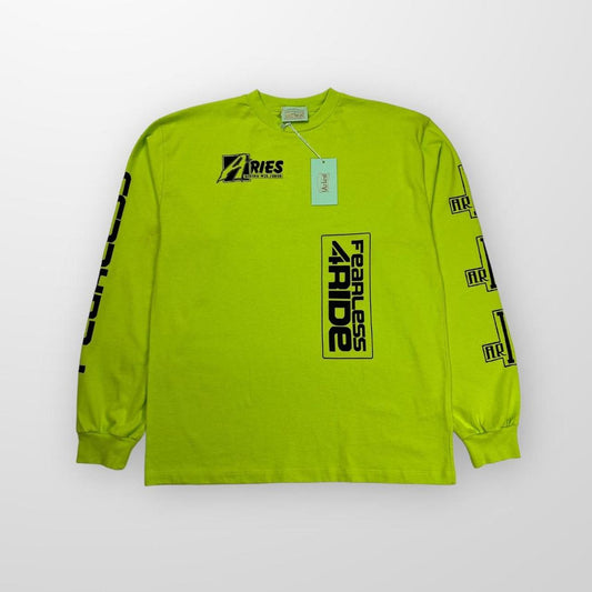 Aries Fearless Moto Longsleeve T-Shirt In Lime