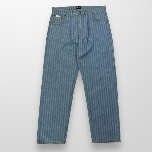 Noah Pleated Striped Jeans In Two Tone Stone Wash Blue