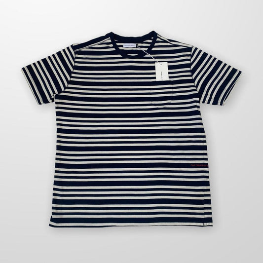 Pop Trading Company Striped Premium Pocket T-Shirt In Navy & White