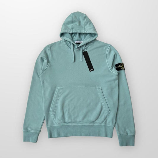 Stone Island Popover Hoodie In Aqua Blue