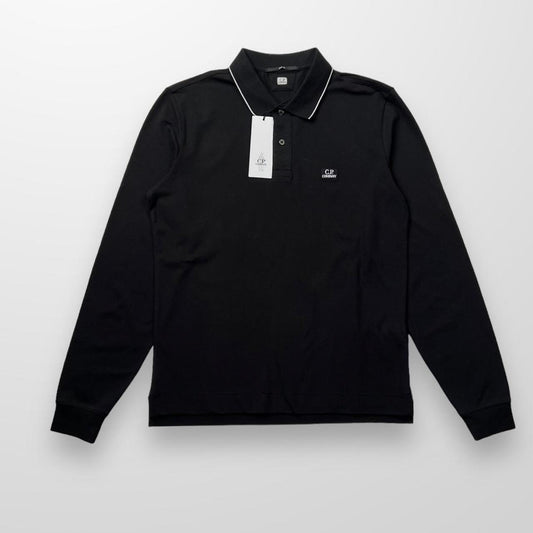 CP Company Long Sleeve Polo Shirt In Black