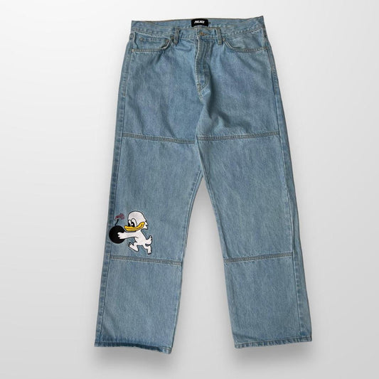 Palace Duck Bomb Panel Jeans In Stone Wash Blue