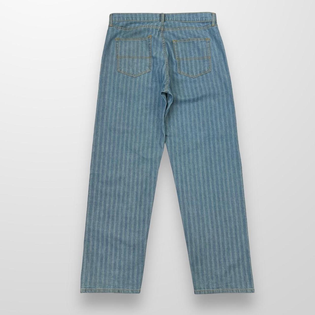 Noah Pleated Striped Jeans In Two Tone Stone Wash Blue